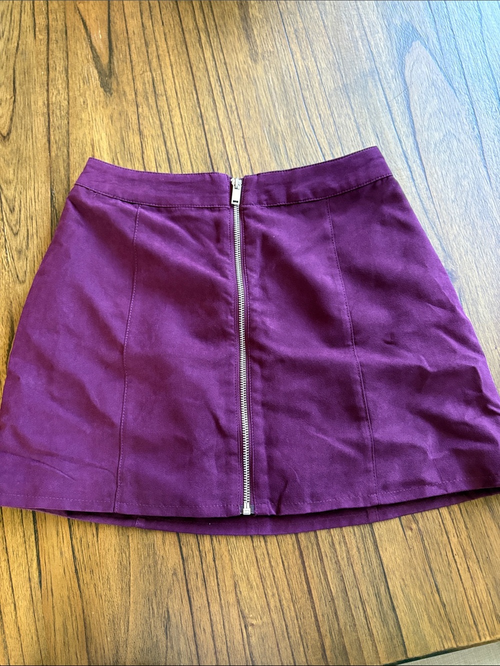 Divided Plum Zip-Front Mini Skirt